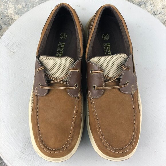 Hunter's Bay Men's Size 9.5 Leather Collection Brown Closed Toe Boat Shoes - Picture 3 of 13